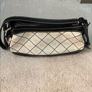 Dooney & Bourke Black and Cream Logo Shoulder Bag